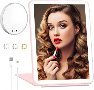 China Larger Lighted View Picture Add To Compare Travel Makeup Hand Lighted Filter Eyeshadow With Portable LED Light Up Mirror Light Up Beau for sale