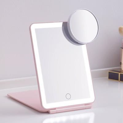 China New Ipad Lit Mini Makeup Mirror With Light 1000mah Built In Battery Portable Travel Make Up Led Mirror With X5/X10 Magnifying Mirror for sale