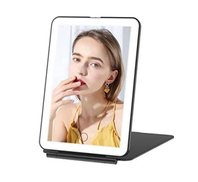 China Lighted Portable Fashion Makeup Mirror Led Touch Travel Dimmable Rechargeable Vanity Mirror for sale