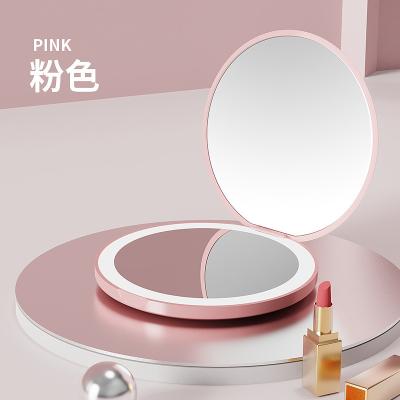 China Cosmetic Compact Makeup Mirror Desktop Travel LED Light Lighted Magnifying Magnifying Mirror for sale