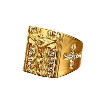 China 2021 High Quality New Hip Jewelry Mens Jesus Diamond Ring Jesus Diamond Ring Cross Hip Hop Jewelry Iced Out CZ Brass Cross Jewelry for sale