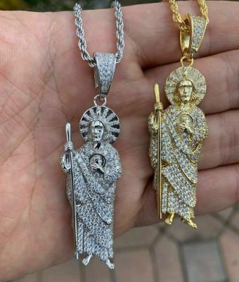 China Jude San Judas Tadeo Pendant Trendy Diamond Hip Jewelry Hip Hops Brass Iced Out Gold Plated Pendant Only for sale