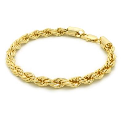 China Hip Hop Brass Men's Chain Bracelet Hip Hop Jewelry 14K Gold 3MM 4MM Brass Rope Chain Bracelet 5MM for sale