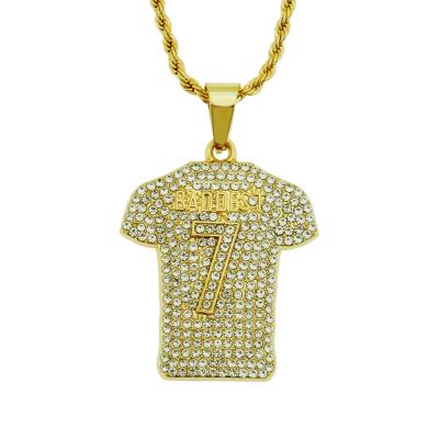 China Hot Selling Hiphop Iced Out Baddest 7 Sports T-shirt Pendant Gold Plated Hip Hop Alloy Jewelry For Men for sale