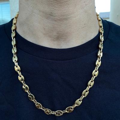 China Wholesale Custom Mens Hiphop Chain 14k Miami Cuban Link Hip Hop 11mm Gold Plated Coffee Bean Necklace Fashion Link Chain Jewelry for sale