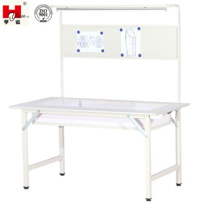 China 17mm MDF board; 40*40 box section steel; 1.0mm Cold Steel Sheets Quality Steel Garment Well Lighting Inspection Table for sale