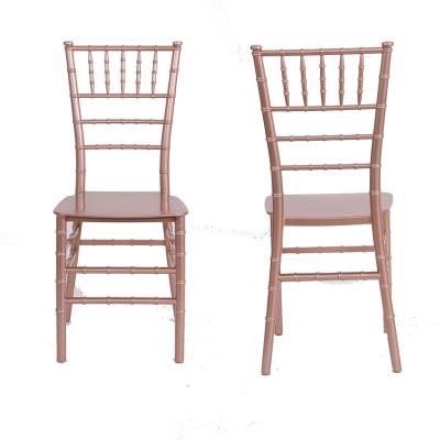 China Dining Chair Free Sample Wholesale Cheap Outdoor Plastic Stacking Event Rose Gold Metal Chair for sale