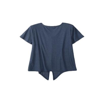 China Factory Direct Cheap Price Custom Breathable Polyester Spandex Zhang Cyan Soft V-Neck T-Shirt For Women for sale