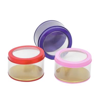 China Candy 7.5*4.5cm With Clear Lid Round Acrylic Tin Gift Packaging PVC Wedding Luxury Chocolate Box for sale