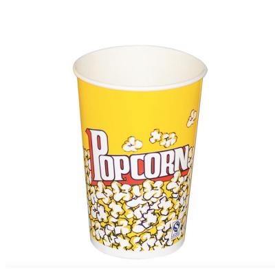 China Single Wall Paper Food Container With Lid 170 Biodegradable Tin Custom Printed Plastic Popcorn Bucket for sale