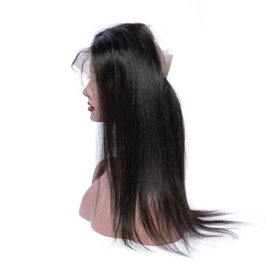 China 100 Silky Straight Unprocessed Silky Straight Hair 360 Degree Lace Frontal Closure With Baby Hair for sale