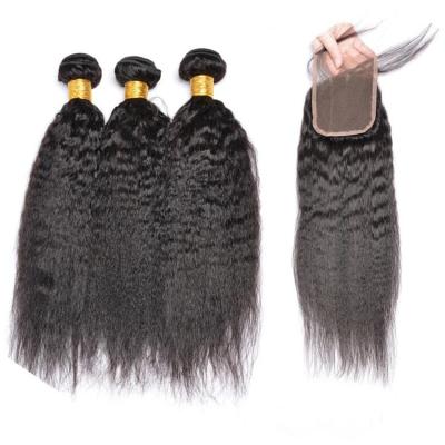 China Unprocessed Yaki Grade 8a Curly Straight Yaki Wave Hair 3 To 4 Bundles With Closure for sale