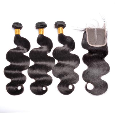 China Unprocessed Body Wave 100 3 Bundles Hair With Lace Closure Brazilian Body Wave Weave Virgin Hair for sale