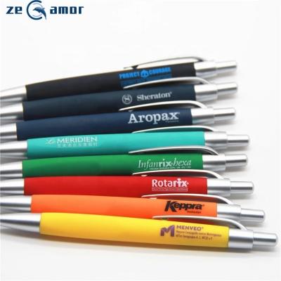 China Promotional Pen Zeamor Canetas Classic Soft Grip Rubberized Velvety Plastic Hotel Pen With Logo Branded for sale