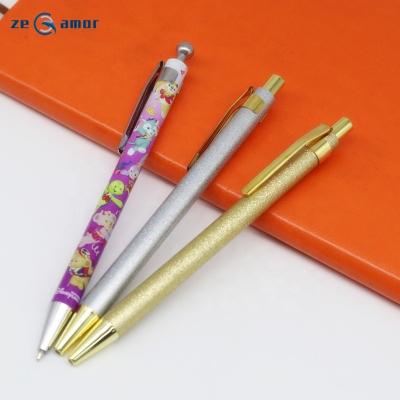 China Plastic Pen For Company Stationery Promotion Gifts Ball Pen Zeamor Film Pattern Heat Transfer Design Chrome Promotional Cute Tip for sale