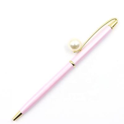 China Promotional Pen Zeamor Luxury Jewel Twist Hi-tech Pink Ink Pens With Pearl For Women Girls Gifts for sale