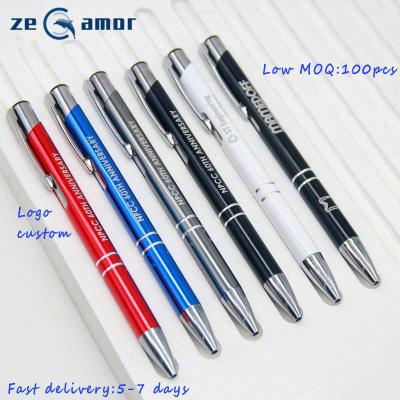 China Promotional Gift Pen 2021 Best Selling Low MOQ Promotional Logo Custom Engraving Pressing Silver Aluminum Metal Pens For Doctors Nurses Gifts for sale