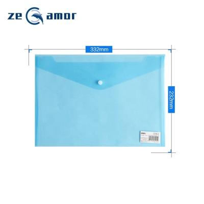 China Zeamor A4 Size Customized Design Plastic Blue Logo Clear Paper File Covers Eco-Friendly Folder for sale