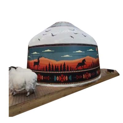 China Windproof 12m Waterproof Canvas Yurt Bell Camping Tent Mongolian Kazakh Yurt House Tent for sale