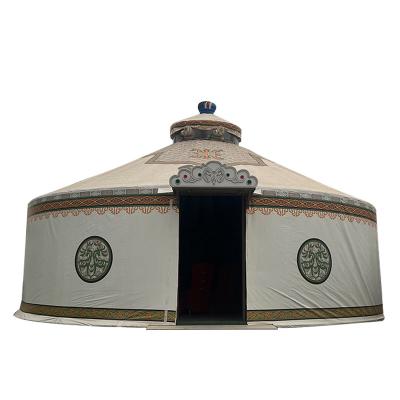 China Wind Proof Waterproof Extra Large 15M Luxury Double Slope Steel Yurt Dining Restaurant Outdoor House Holiday Mongolian Yurt Tent for sale