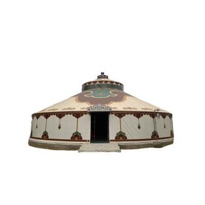 China Windproof Holiday restaurant farmhouse yurt Mongolian tent 14M Mongolian luxury outdoor dining yurt tent for sale