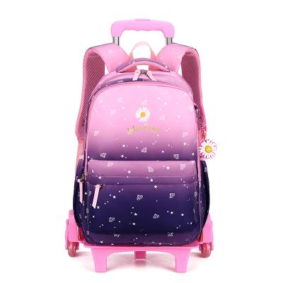 China Other School Girl Kids Trolley Detachable Backpack With Wheels for sale