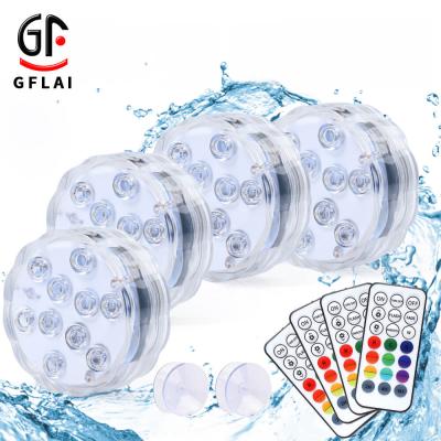 China PS GFLAI 16 Color 3 Modes Battery Operated Remote Control RF Flashing LED Submersible Lights for sale