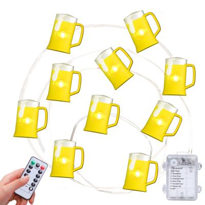 China St Patrick's Day Battery Operated 8 Indoor Modes Decoration Remote Control Beer Glass Shaped LED String Lights for sale