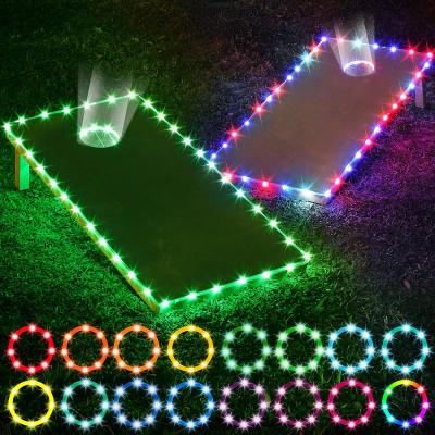 China Outdoor Decoration 16 Color Changing Waterproof Remote Control LED Cornhole Board Ring Lights For Playing Bean Bag Toss for sale