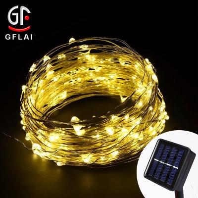 China Solar Outdoor String Home Decoration/Christmas Decoration Party Fairy Garden Lights Waterproof Warm White Solar Powered Copper Wire String Lights for sale