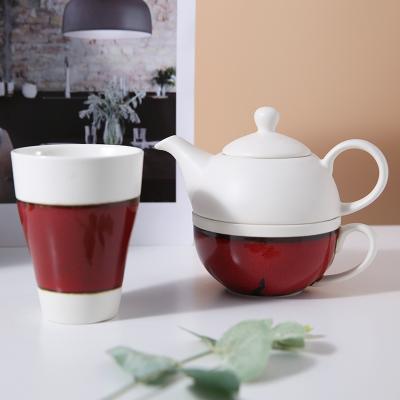 China WEIYE OEM/ODM sustainable china 4.5 inch cup 6.75 inch ceramic teapot and round cup drinkware 3pcs set for sale