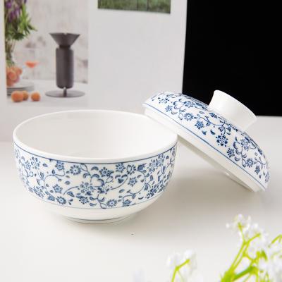 China WEIYE viable 4.75 inch porcelain tureen round flower pattern decal custom ceramic soup bowl with lid for sale