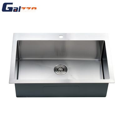 China With Faucet 33 x22inch Handmade Stainless Steel Kitchen Sink Topmount Single Bowl Kitchen Sink for sale