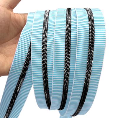 China Custom Fashionable Nylon Zipper 5# #3 Stripes Viable Zipper Tape Coil For Handbag for sale