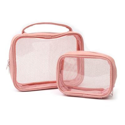 China Fashion Made In China 2 Pcs Square Shape PVC Mesh Makeup Bags Cosmetic Bags And Cases for sale