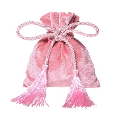 China Daily/gift/pretty promotional cosmetic draw string make up custom for custmize tassel drawstring velvet bags for sale