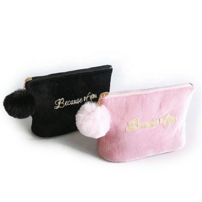 China From Fashoion Factory Wholesale Multi Functional Pink Velvet Makeup Bags Directly for sale