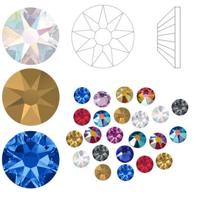 China 8 large and 8 small cut back hotfix washable good quality flat rhinestones, crystal iron on with super strong glue 16 faces rhinestones for sale