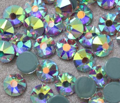 China Newest Flatback design 16 face cut 8 facets high quality small hotfix big+8 color flat back rhinestones ab crystal rhinestones for sale