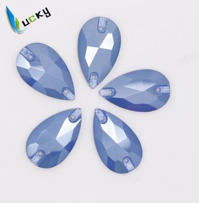 China Flat back rhinestones factory direct sew on flatback teardrop rhinestones mocha crystal blue for clothes for sale