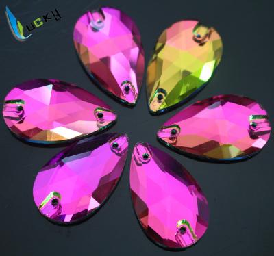 China Factory direct rhinestone flat back sew on flatback teardrop crystal rainbow for clothes for sale