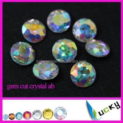 China Non flat back rhinestones ab color round super shiny crystal gem cut pointback rhinestones 10mm 12mm 14mm 16mm for sale