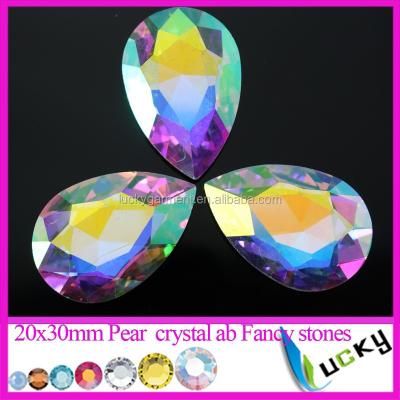 China 30x40mm Larger Pear Shape Lead Free Crystal Color Pointback Fancy Stones Rhinestones AB for sale