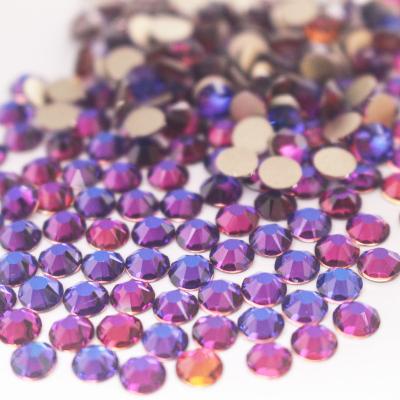 China LUCKY purple crystal 16 flatback velvet nail the new facet 8 small rhinestones big+8 high quality flat backs for sale