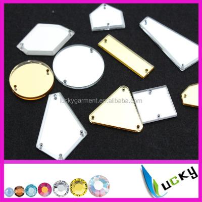 China High Quality Flatback Sew-on Acryl Rhinestone Acrylic Stone Mirror Shaped Flat Back Rhinestones With Holes for sale