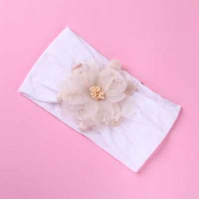 China Fashion Elegant Flower French Elastic Hair Band And Soft For Kids And Girls for sale