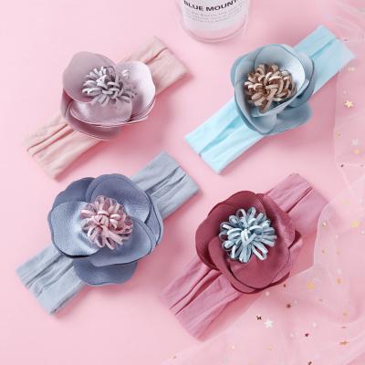 China Winter Women Smart Casual Korean Braid Stretch Headband Nylon Floral Hair Headbands For Baby Flower Hair Accessories for sale