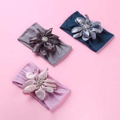 China New Design Babies Soft Chiffon Baby Headband Flower Nylon Headbands for sale