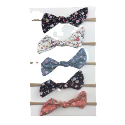 China Eco-Friendly Bow Printed Cloth Headband Newborn Printed Cloth Hair Band Baby Hair Accessories Hair Tie for sale