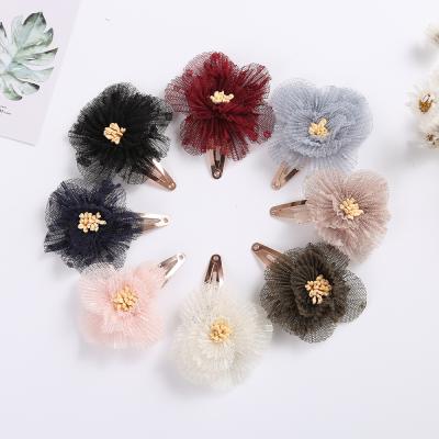 China Soft cute colorful flower baby lace flower hairpin is suitable for children and newborns for sale